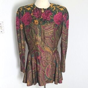 Donna Morgan Vintage Floral Paisley Fancy Jacket or Top, Size 14